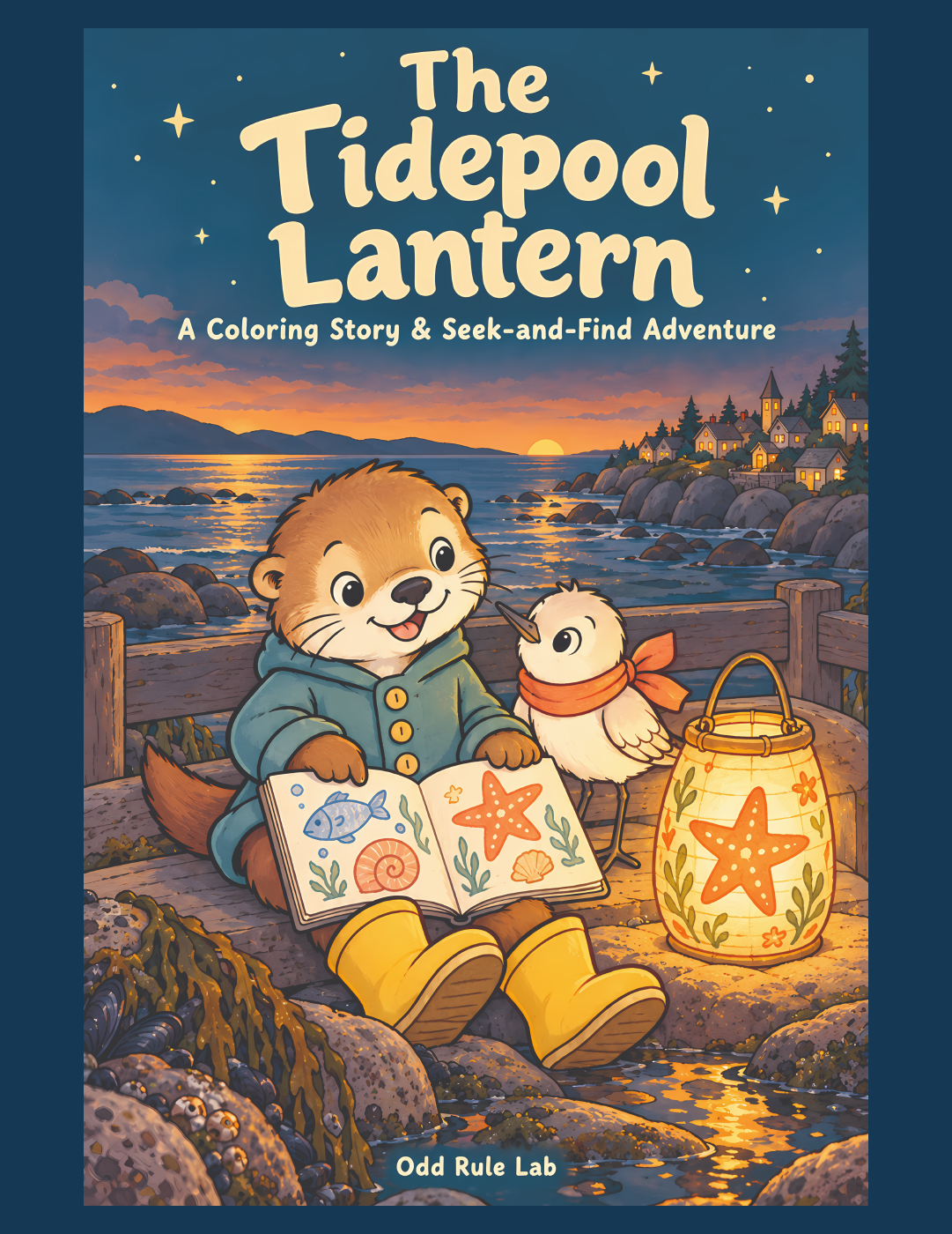 The Tidepool Lantern cover: Pip the otter and Wren beside a glowing lantern